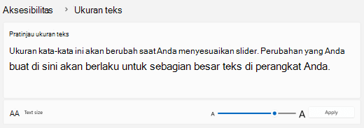 slider ukuran teks Windows 11