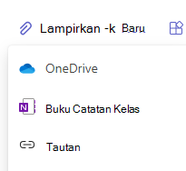 Cuplikan layar opsi lampiran.