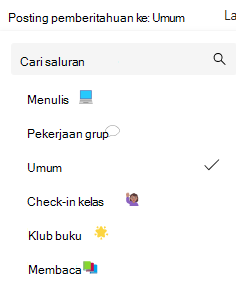 Cuplikan layar pemberitahuan saluran.