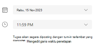 Cuplikan layar tanggal jatuh tempo.