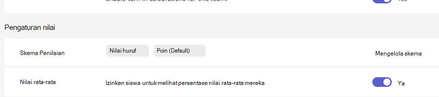 Pengaturan nilai
