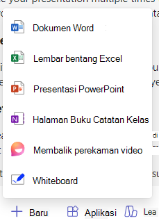 Cuplikan layar opsi baru.