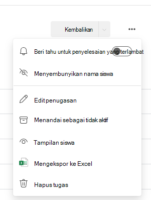 Cuplikan layar opsi pemberitahuan.