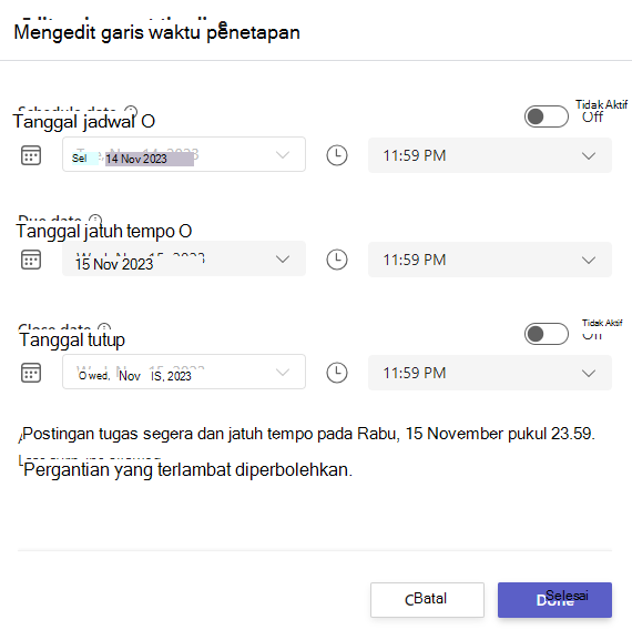 Cuplikan layar lini masa.