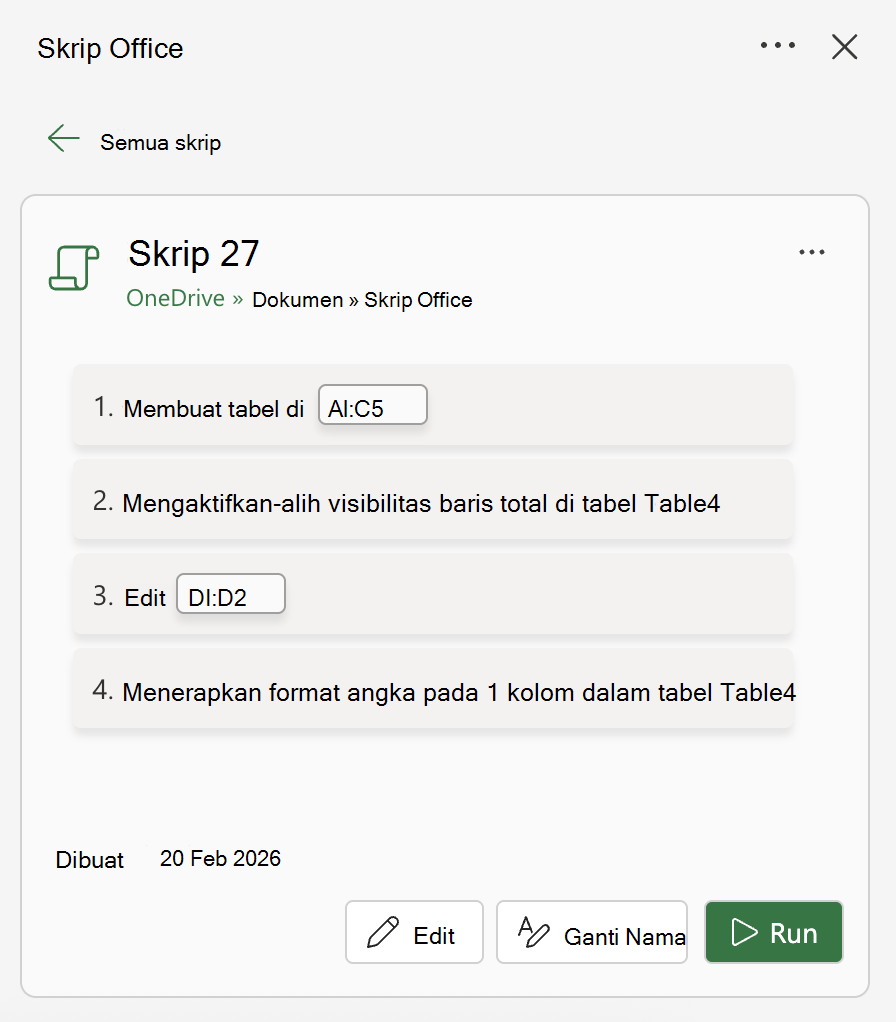 Merekam tindakan Anda sebagai Skrip Office | Microsoft Support