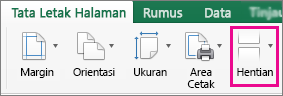 Pada tab Tata Letak Halaman, pilih Hentian