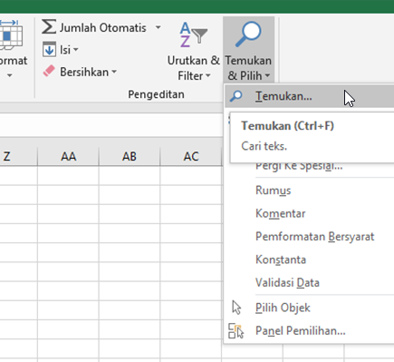 Temukan opsi di pita