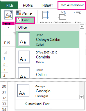 Galeri Font di tab Tata Letak Halaman