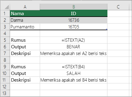 Contoh ISTEXT