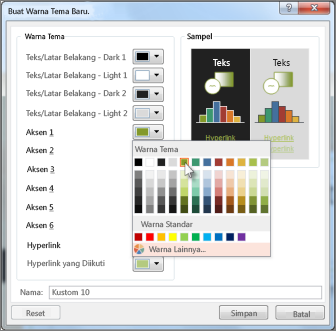 Mengubah warna tema