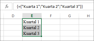 Konstanta array vertikal yang menggunakan teks