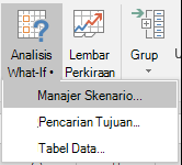 Buka Pengelola Skenario dari Prakiraan Data > ? Analisis What-If