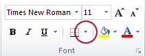 Tombol Batas dalam grup Font