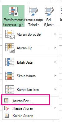 Tombol Pemformatan Bersyarat pada tab Beranda