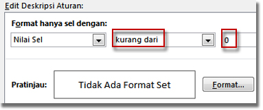 Mengedit kotak aturan pemformatan bersyarat