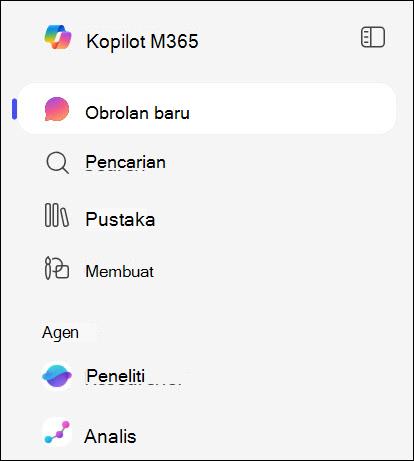 Cuplikan layar agen di navigasi kiri.