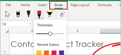 Cuplikan layar menu Gambar di Excel untuk web