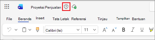 Ikon label sensitivitas di Office di web, menggunakan dokumen Word sebagai contoh