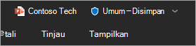 Cuplikan layar bilah judul yang memperlihatkan label sensitivitas file.