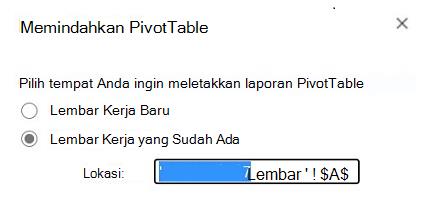 Memindahkan tabel Pivot