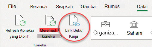Perintah Tautan Buku Kerja di pita