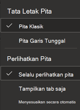 Cuplikan layar pita di web.