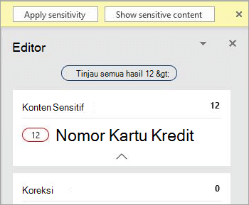 Cuplikan layar konten sensitif di panel Editor