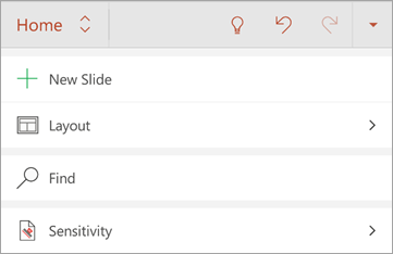 Cuplikan layar tombol Sensitivitas di Office untuk Android