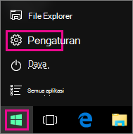 Masuk ke Pengaturan dari Mulai di Windows 10