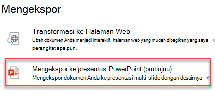 Mengekspor presentasi ke PowerPoint