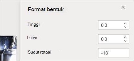 Memperlihatkan kontrol pemformatan bentuk