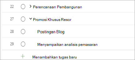 Memperlihatkan tugas Project