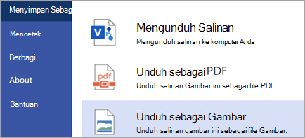 Menampilkan opsi Unduh sebagai Gambar