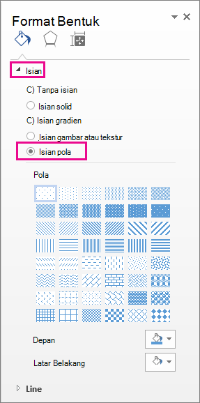 Memilih Isian Pola di panel Format Bentuk