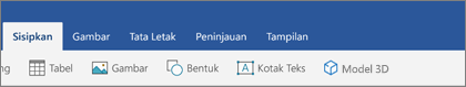 Tab sisipkan pita yang menampilkan tombol Model 3D