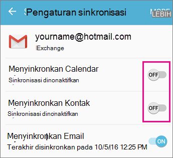Sinkronisasi diaktifkan