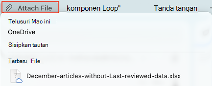 Opsi Lampirkan Files di Outlook untuk Mac