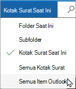 Gunakan menu menurun untuk memilih kotak surat atau subfolder yang berbeda.