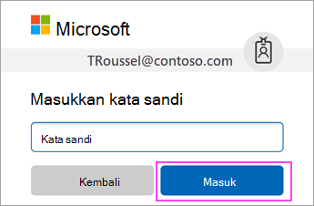 Masukkan kata sandi akun kerja atau sekolah O365 Anda.