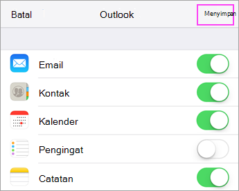Pengaturan sinkronisasi akun