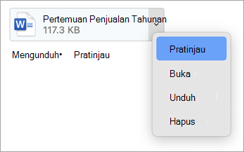 Dari menu drop-down, pilih Pratinjau, Buka, Unduh (atau Simpan Sebagai...) dan Hapus