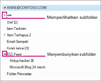 Memperlihatkan dan menyembunyikan subfolder