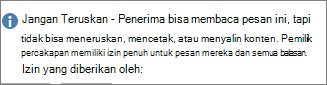 Pesan Jangan Teruskan ditambahkan ke email Anda.