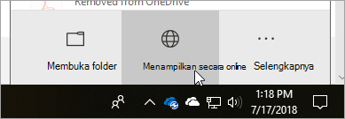 Cuplikan layar tombol Tampilkan online