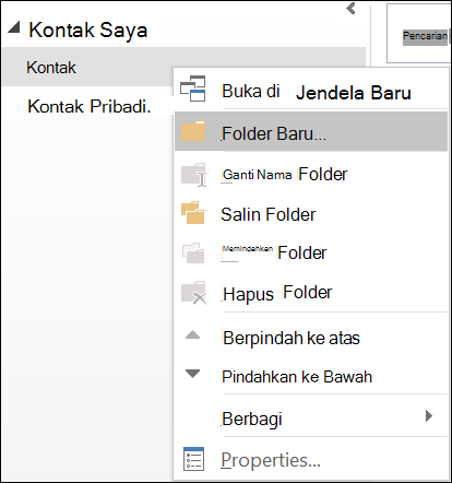 Membuat folder kontak baru.