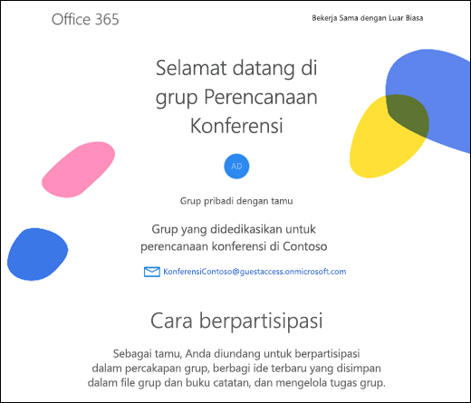 Gambar pesan selamat datang untuk tamu grup