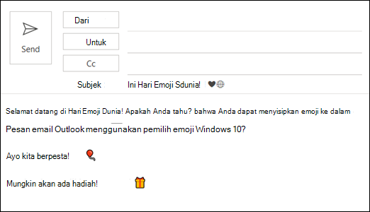 Anda bisa menyisipkan satu atau beberapa emoji ke dalam pesan email Anda.