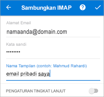 Masukkan kata sandi dan setiap pengaturan server yang mungkin Anda perlukan.