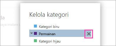 Cuplikan layar tombol Hapus