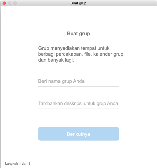 Memperlihatkan ui buat grup di Mac